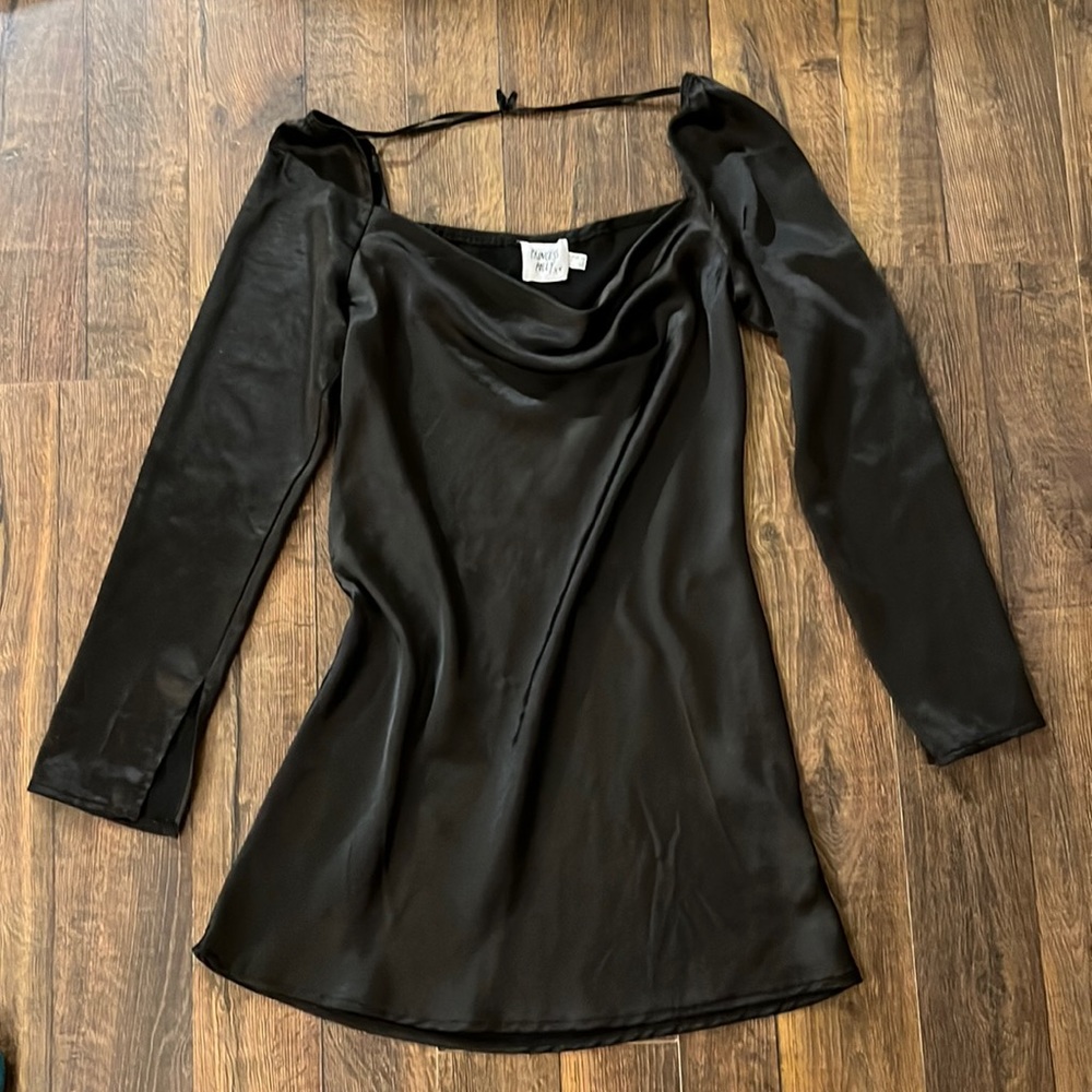Black silk mini dress